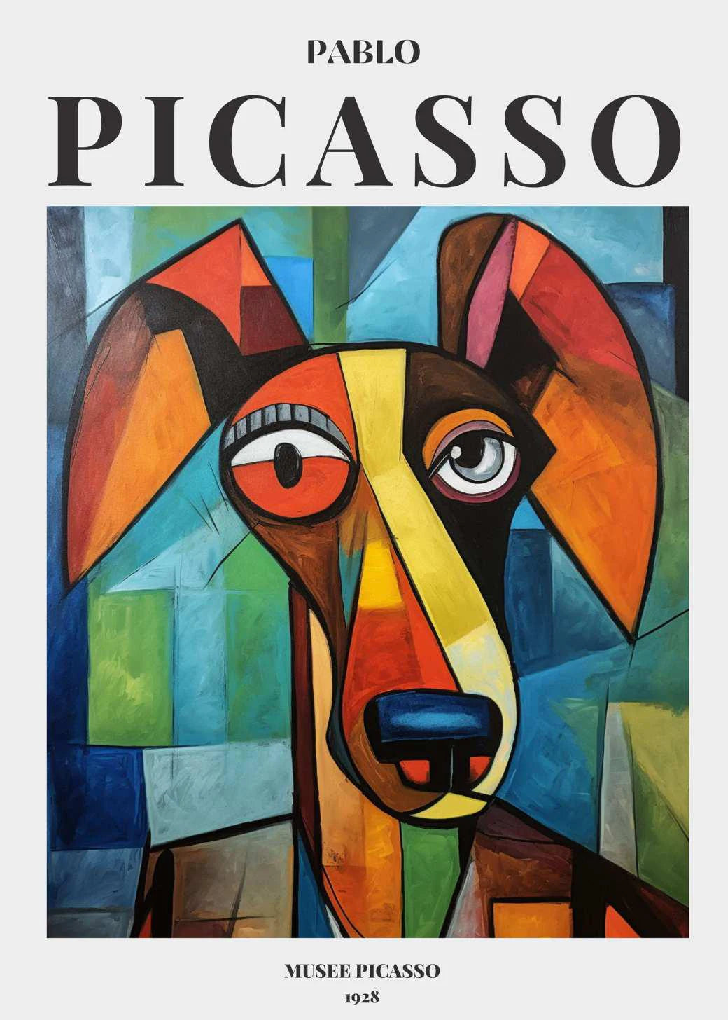 Picasso Exhibition Dog Poster Neutral Beige Vintage Minimalist Prints Canvas Painting Wall Art Pictures Home Room Modern Decor