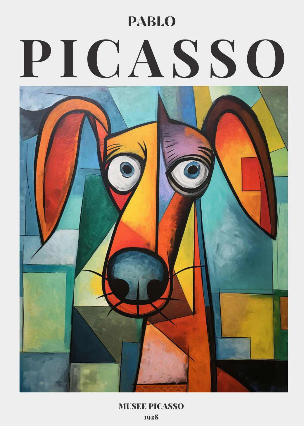 Picasso Exhibition Dog Poster Neutral Beige Vintage Minimalist Prints Canvas Painting Wall Art Pictures Home Room Modern Decor