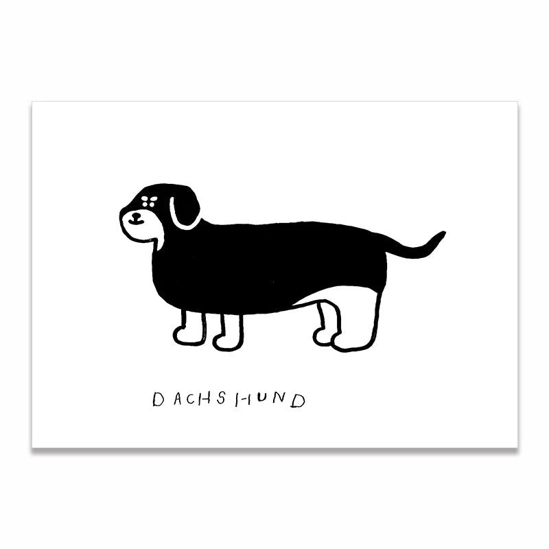 Wall Art Canvas Print Painting Poster Picture Black White Cute Animal Puppy Dog Modern Nordic Korean Living Room Home Decor