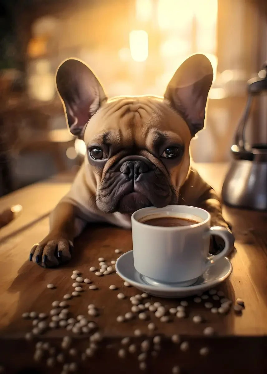 Cute Dogs Golden Retriever French Bulldog Pup Coffee Poster Print Canvas Painting Funny Animal Wall Art Kitchen Room Home Decor