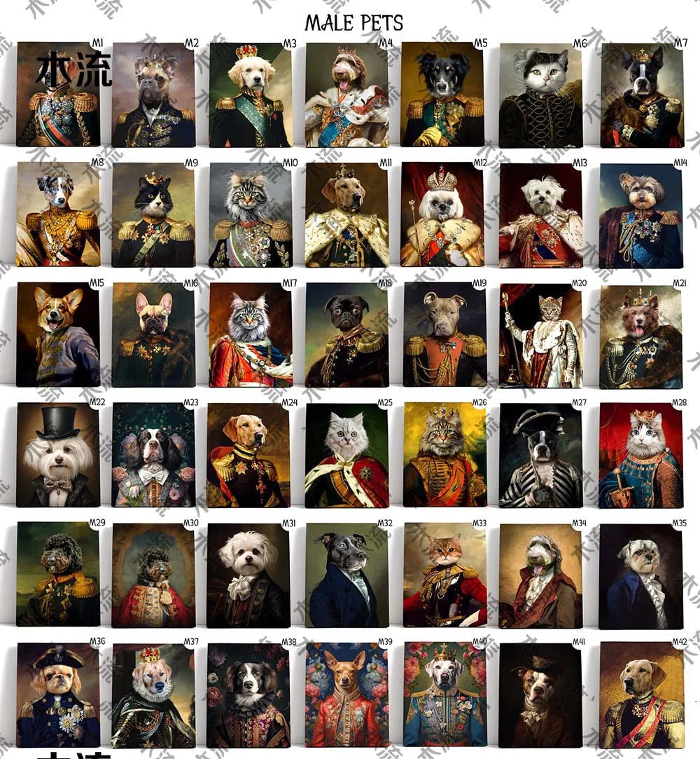 Custom 1/2/3 Pets Dogs Cats Portrait Posters Wall Pictures For Living Room Decor Home Decor Wall Art Canvas Painting Unframed
