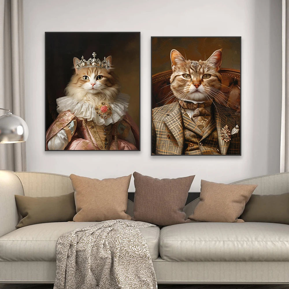 Custom Royal Pet Portrait Poster Personalized Renaissance Dog From Photo Prints Canvas Painting Prints  Gift for Cat Room Decor