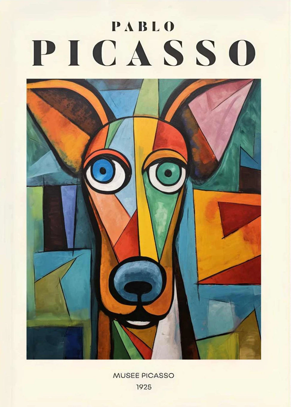 Picasso Exhibition Dog Poster Neutral Beige Vintage Minimalist Prints Canvas Painting Wall Art Pictures Home Room Modern Decor