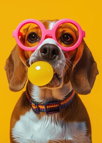 Animals Funny Prints Dog Colorful Bubblegum Sunglasses Poster Samoyed French Bulldog Canvas Painting Wall Art Picture Home Decor