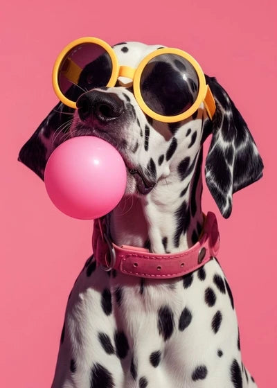 Animals Funny Prints Dog Colorful Bubblegum Sunglasses Poster Samoyed French Bulldog Canvas Painting Wall Art Picture Home Decor