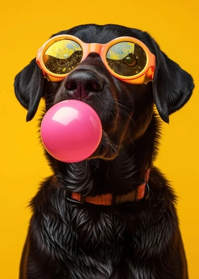 Animals Funny Prints Dog Colorful Bubblegum Sunglasses Poster Samoyed French Bulldog Canvas Painting Wall Art Picture Home Decor