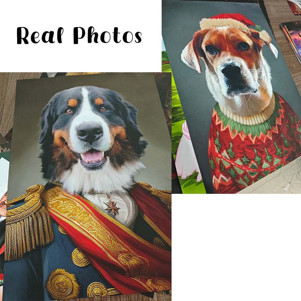 Custom Royal Pet Portrait Poster Personalized Renaissance Dog From Photo Prints Canvas Painting Prints  Gift for Cat Room Decor
