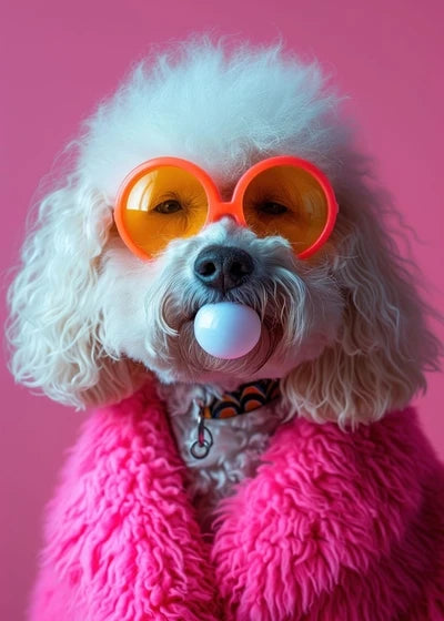 Animals Funny Prints Dog Colorful Bubblegum Sunglasses Poster Samoyed French Bulldog Canvas Painting Wall Art Picture Home Decor