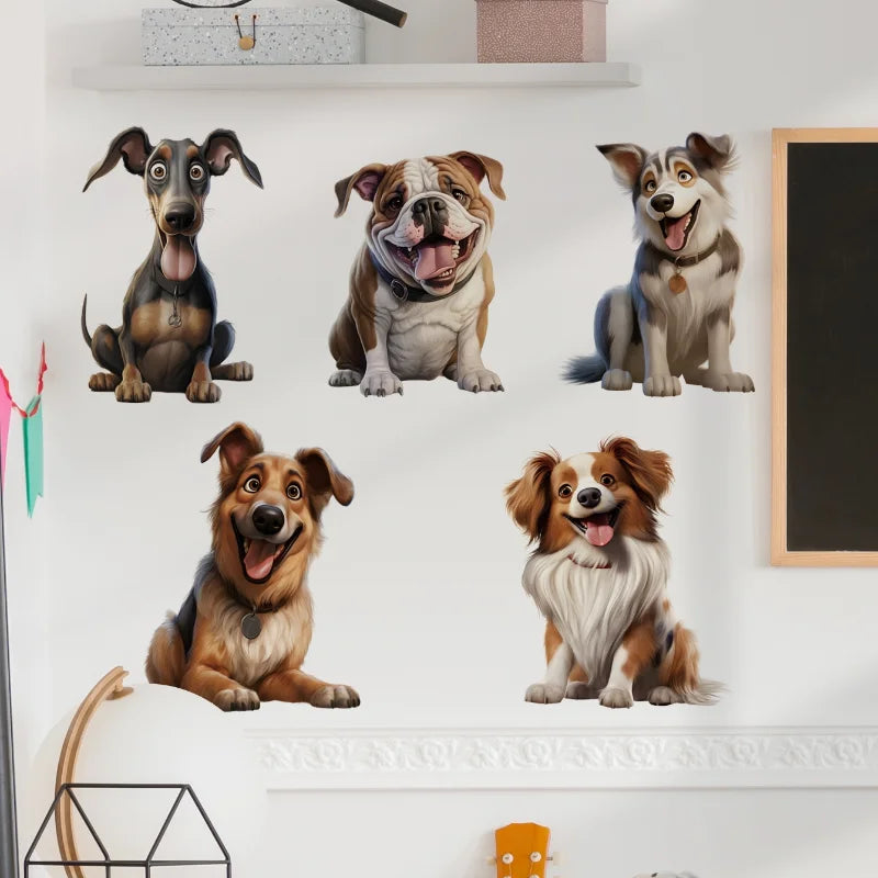 1PC Cartoon Pet Dog Wall Stickers Waterproof Vinyl Decals for Bedroom Living Room Animal Home Decoration DIY Wall Accessories
