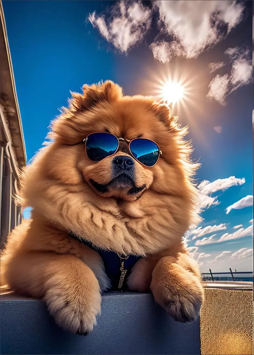 Dog Wearing Sunglasses Poster and Picture Beach Sun Cozy Wall Art Canvas Painting Bulldog KoKi Golden Retriever Print Home Decor