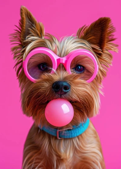 Animals Funny Prints Dog Colorful Bubblegum Sunglasses Poster Samoyed French Bulldog Canvas Painting Wall Art Picture Home Decor