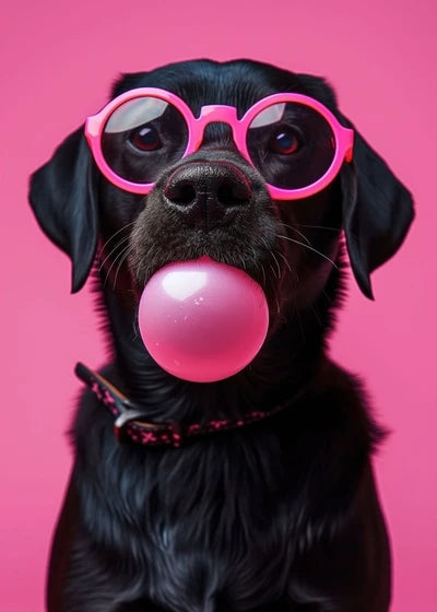Animals Funny Prints Dog Colorful Bubblegum Sunglasses Poster Samoyed French Bulldog Canvas Painting Wall Art Picture Home Decor