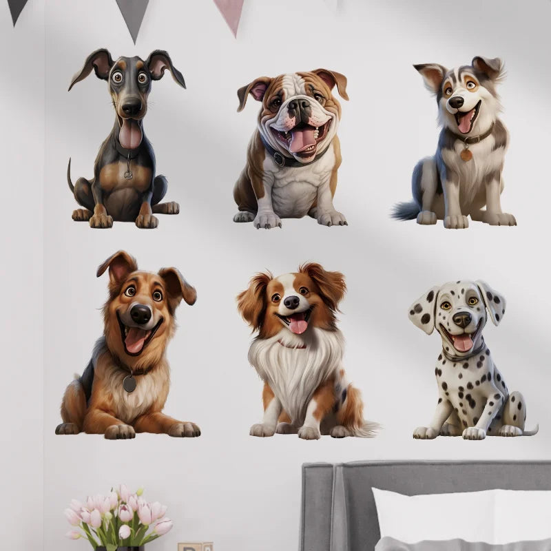 1PC Cartoon Pet Dog Wall Stickers Waterproof Vinyl Decals for Bedroom Living Room Animal Home Decoration DIY Wall Accessories