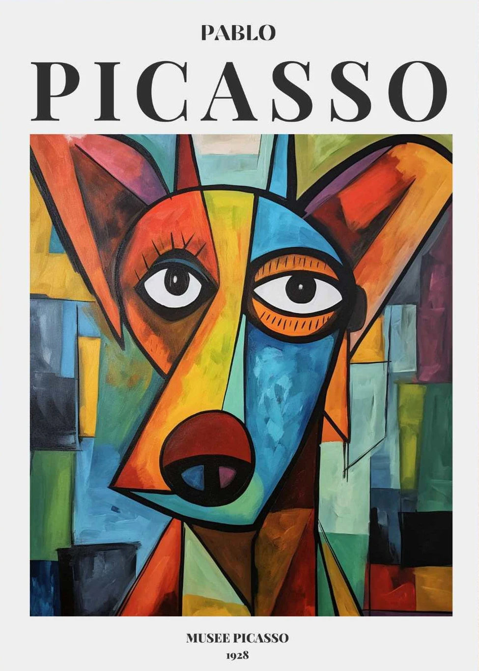 Picasso Exhibition Dog Poster Neutral Beige Vintage Minimalist Prints Canvas Painting Wall Art Pictures Home Room Modern Decor