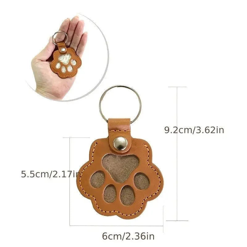 Dog Hair Collector Keychain Leather Pet Memorial Keepsake for Dogs and Cats, Fur Storage Pendant Charm Gift Keychain