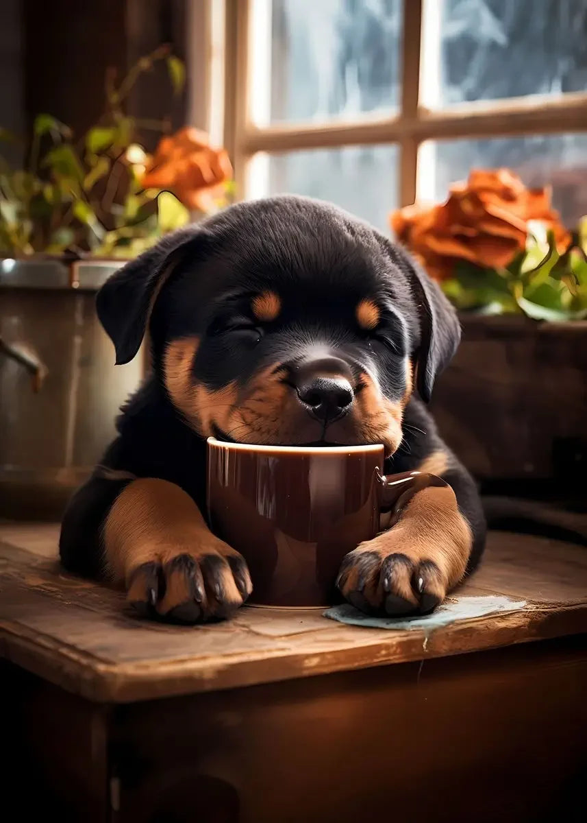Cute Dogs Golden Retriever French Bulldog Pup Coffee Poster Print Canvas Painting Funny Animal Wall Art Kitchen Room Home Decor
