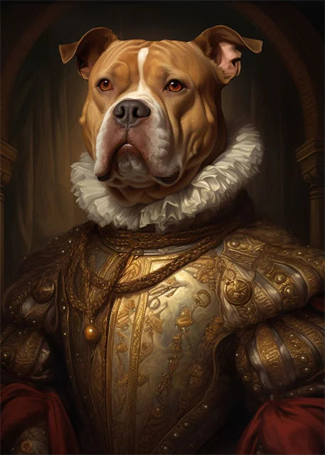 Animal Dog Portrait Art Canvas Painting Dog Dressed King Funny Posters and Prints Wall Art Pictures for Home Living Room Decor