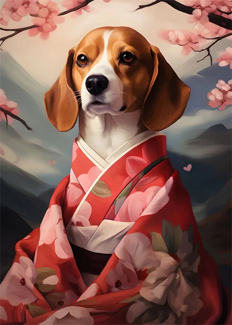 Animal Dog Portrait Art Canvas Painting Dog Dressed King Funny Posters and Prints Wall Art Pictures for Home Living Room Decor