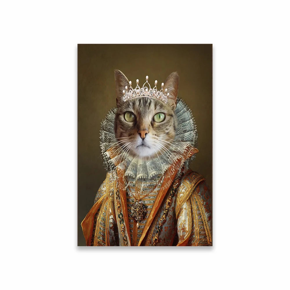 Custom Royal Pet Portrait Poster Personalized Renaissance Dog From Photo Prints Canvas Painting Prints  Gift for Cat Room Decor