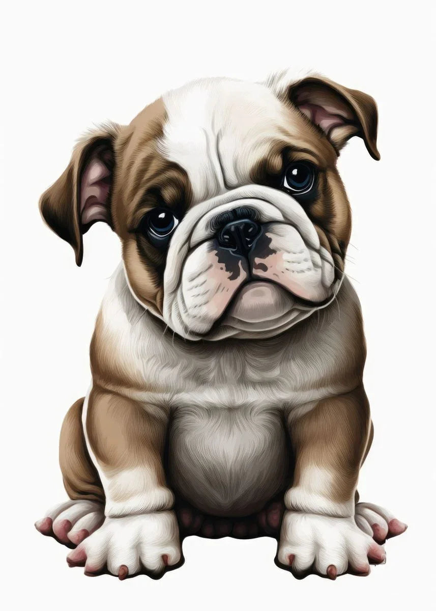 Cute Baby Pet Portrait Canvas Poster Bulldog Schnauzer Chihuahua Painting Animal Dog Art Print Wall Pictures Living Room Decor