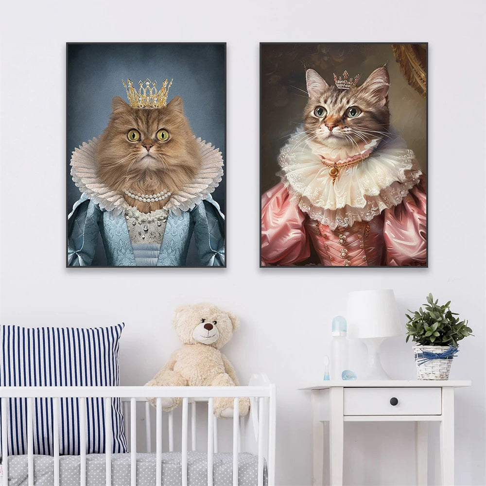 Custom Royal Pet Portrait Poster Personalized Renaissance Dog From Photo Prints Canvas Painting Prints  Gift for Cat Room Decor
