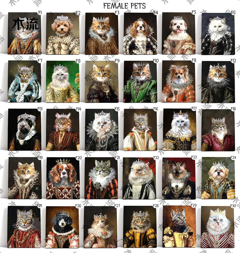 Custom 1/2/3 Pets Dogs Cats Portrait Posters Wall Pictures For Living Room Decor Home Decor Wall Art Canvas Painting Unframed