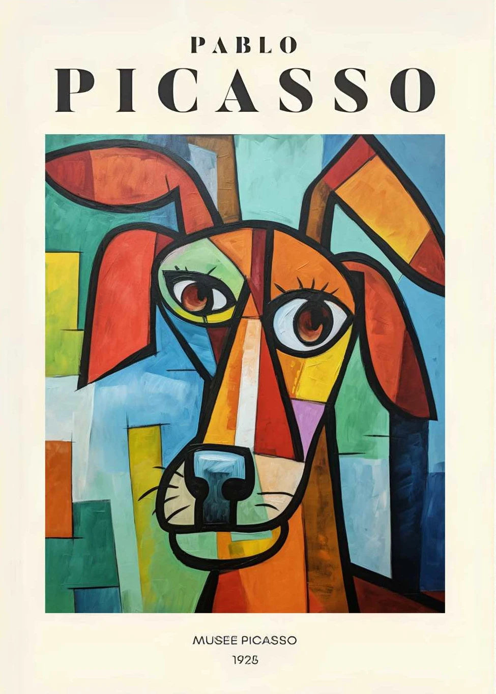 Picasso Exhibition Dog Poster Neutral Beige Vintage Minimalist Prints Canvas Painting Wall Art Pictures Home Room Modern Decor