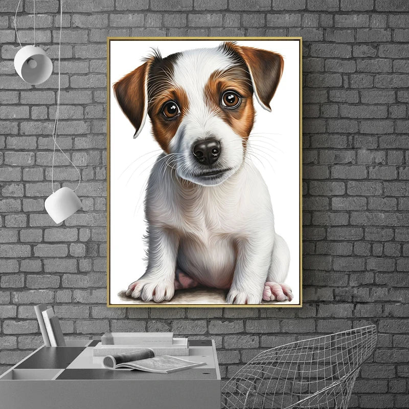 Cute Baby Pet Portrait Canvas Poster Bulldog Schnauzer Chihuahua Painting Animal Dog Art Print Wall Pictures Living Room Decor