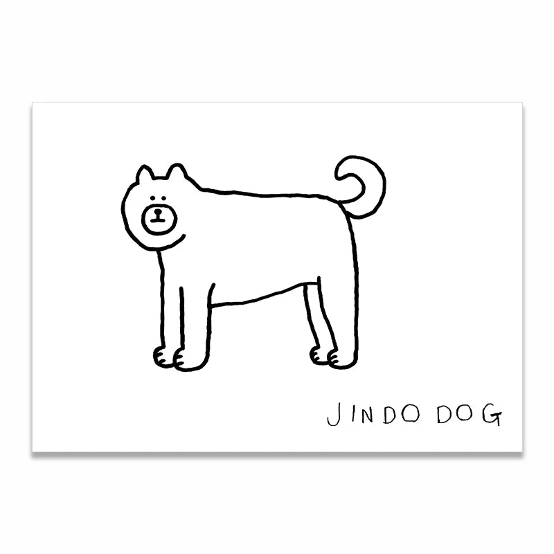 Wall Art Canvas Print Painting Poster Picture Black White Cute Animal Puppy Dog Modern Nordic Korean Living Room Home Decor