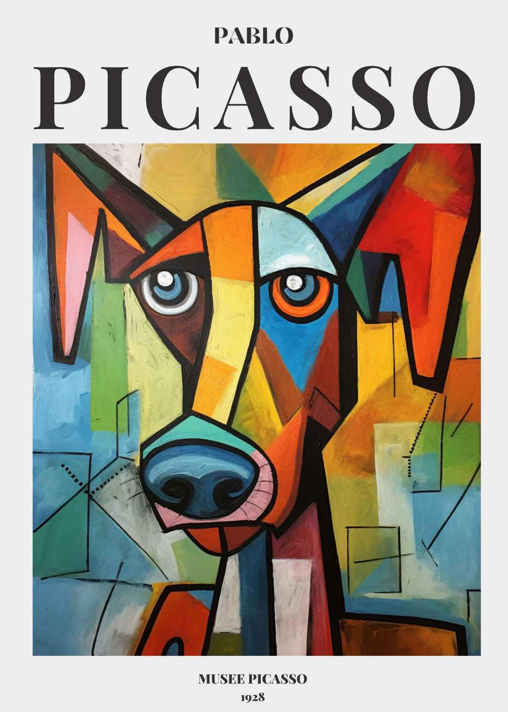 Picasso Exhibition Dog Poster Neutral Beige Vintage Minimalist Prints Canvas Painting Wall Art Pictures Home Room Modern Decor