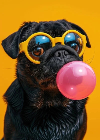 Animals Funny Prints Dog Colorful Bubblegum Sunglasses Poster Samoyed French Bulldog Canvas Painting Wall Art Picture Home Decor