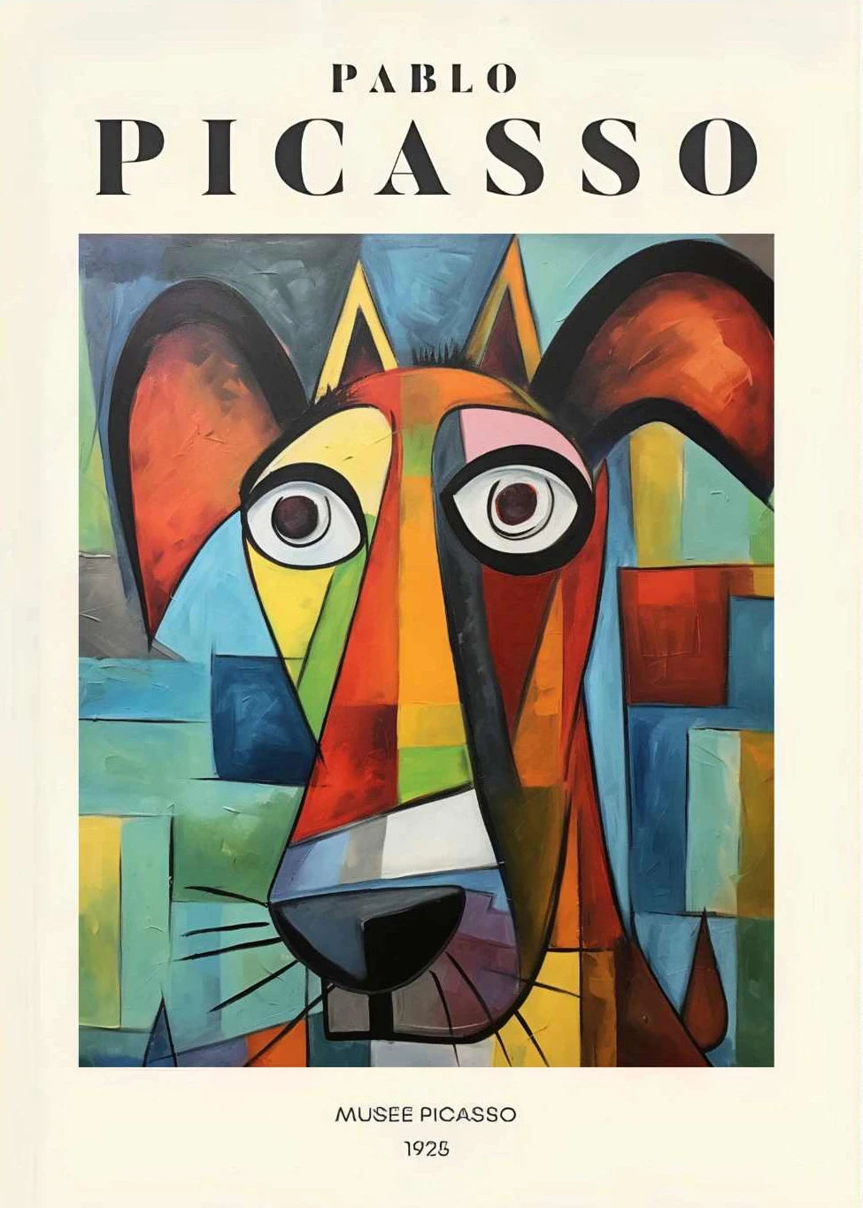 Picasso Exhibition Dog Poster Neutral Beige Vintage Minimalist Prints Canvas Painting Wall Art Pictures Home Room Modern Decor