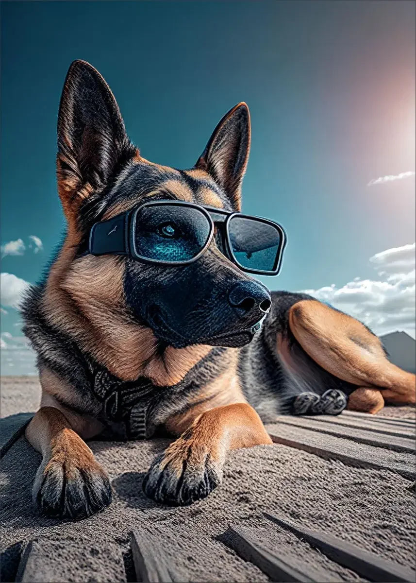 Dog Wearing Sunglasses Poster and Picture Beach Sun Cozy Wall Art Canvas Painting Bulldog KoKi Golden Retriever Print Home Decor