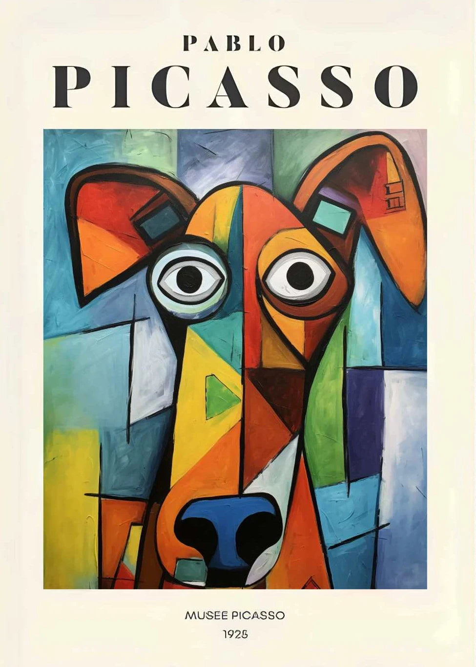 Picasso Exhibition Dog Poster Neutral Beige Vintage Minimalist Prints Canvas Painting Wall Art Pictures Home Room Modern Decor