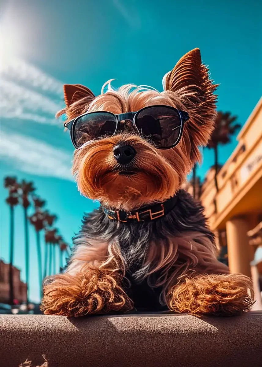 Dog Wearing Sunglasses Poster and Picture Beach Sun Cozy Wall Art Canvas Painting Bulldog KoKi Golden Retriever Print Home Decor