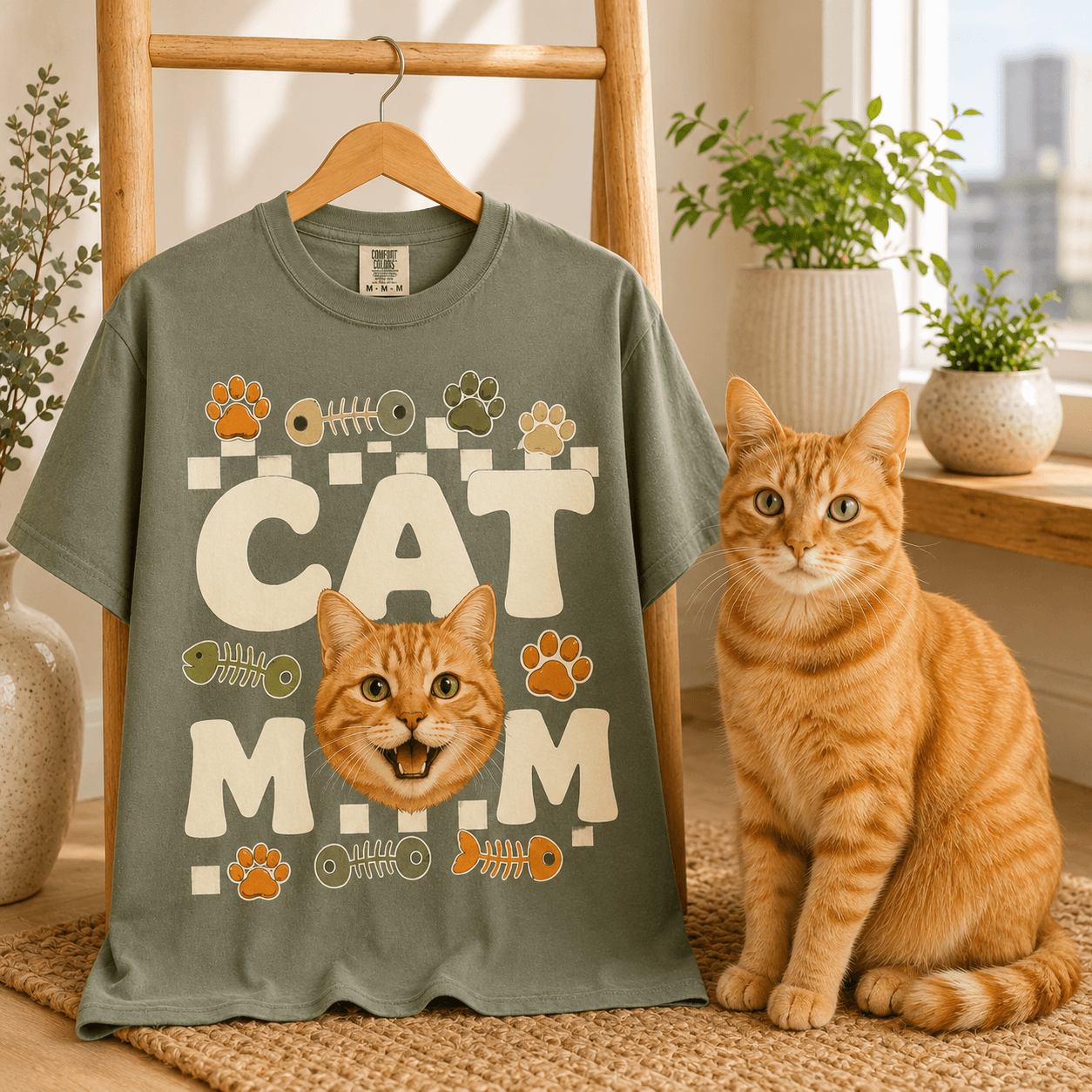Custom Dog Mom Shirt with Pet Face from Photo, Personalized Dog Portrait Tee, Retro Dog Mom Gift, Dog Lover Christmas Gift