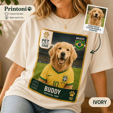Custom Soccer Pet Shirt from Photo, Personalized Football Fan Dog Cat Tee with Name & Country, Soccer 2026 Gift, Comfort Colors