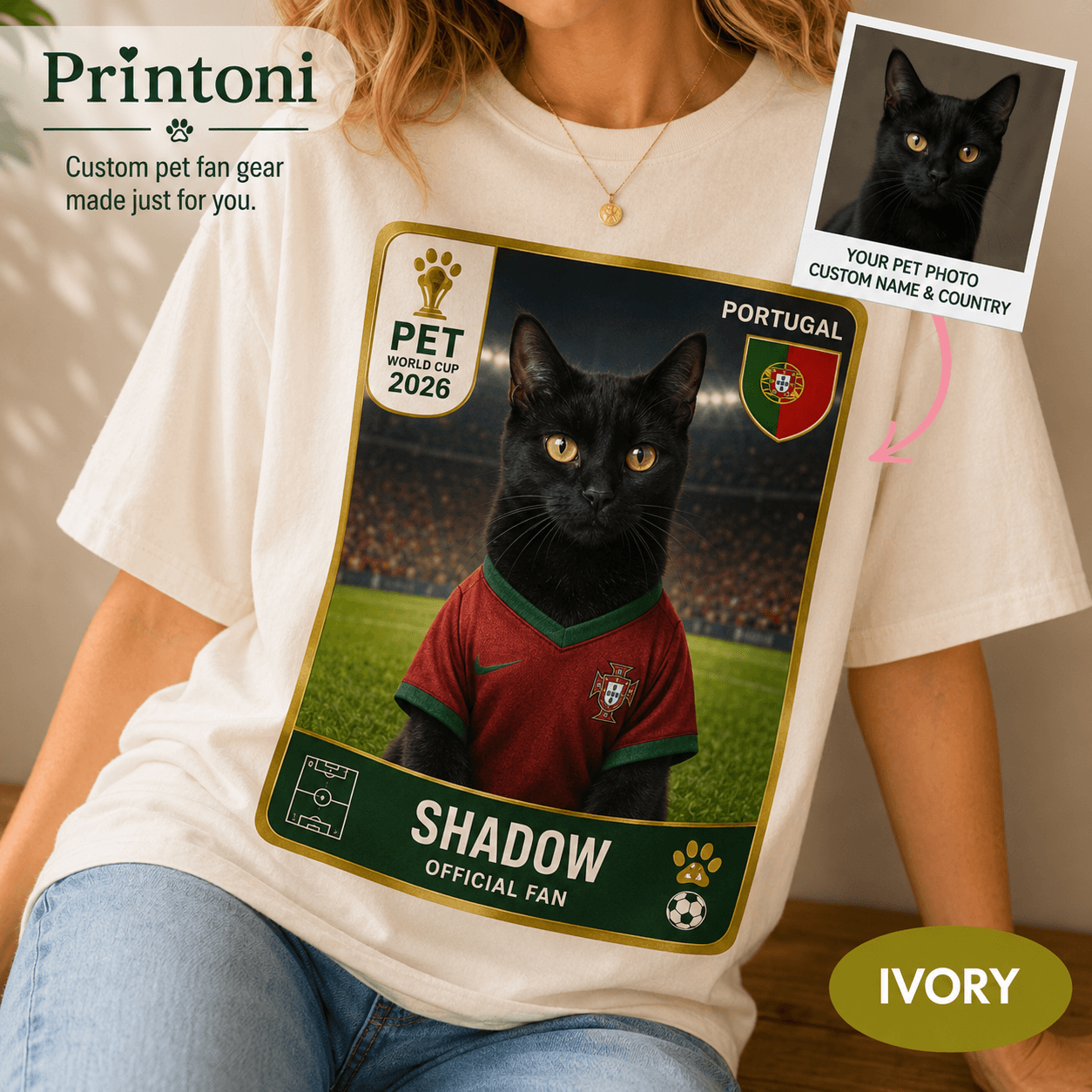 Custom Soccer Pet Shirt from Photo, Personalized Football Fan Dog Cat Tee with Name & Country, Soccer 2026 Gift, Comfort Colors