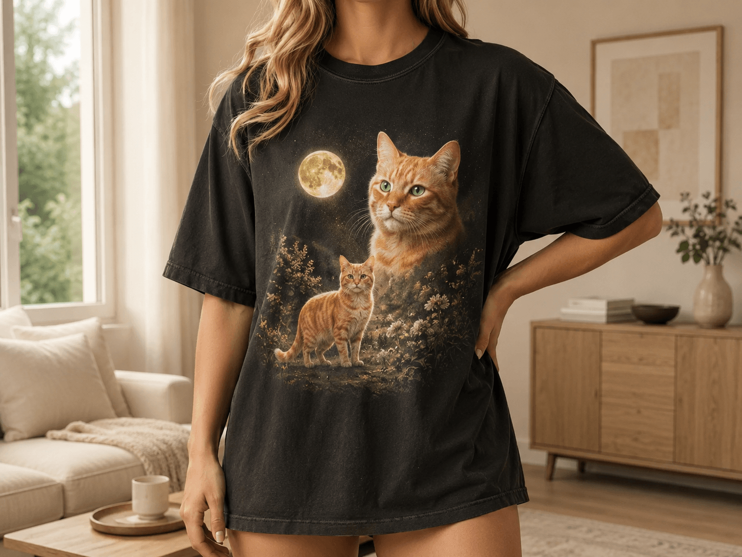 Custom Pet Moon Shirt from Photo, Personalized Celestial Dog Cat Tee, Majestic Pet Portrait T-Shirt, Pet Lover Gift, Comfort Colors
