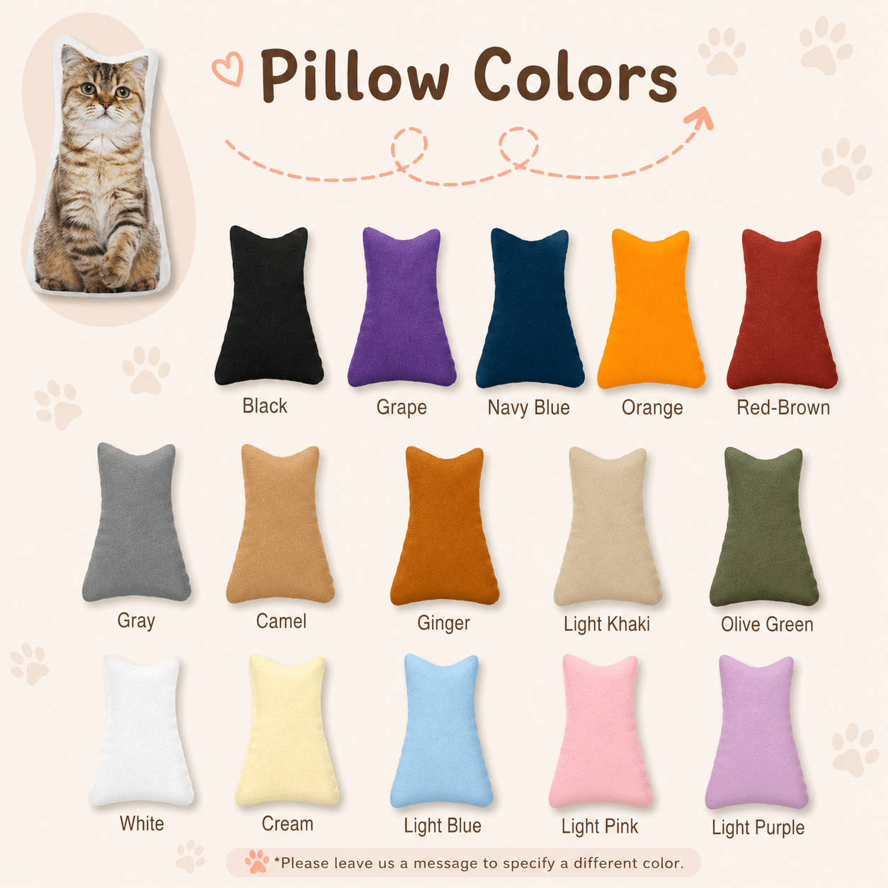 Custom Pet Pillow from Photo, Personalized 3D Dog Cat Pillow – Pet Memorial Gift & Dorm Decor - Printoni