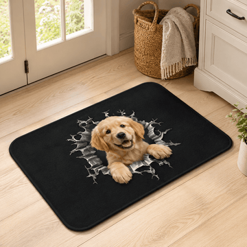 3D Dog Doormat – Funny Realistic Golden Retriever Door Mat, Cute Dog Lover Gift Decor