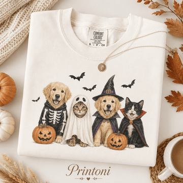 Halloween Pet Shirt, Cute Dog Cat Costume Comfort Colors Tee, Spooky Season Dog Lover Gift, Fall Pumpkin Ghost Cat Shirt