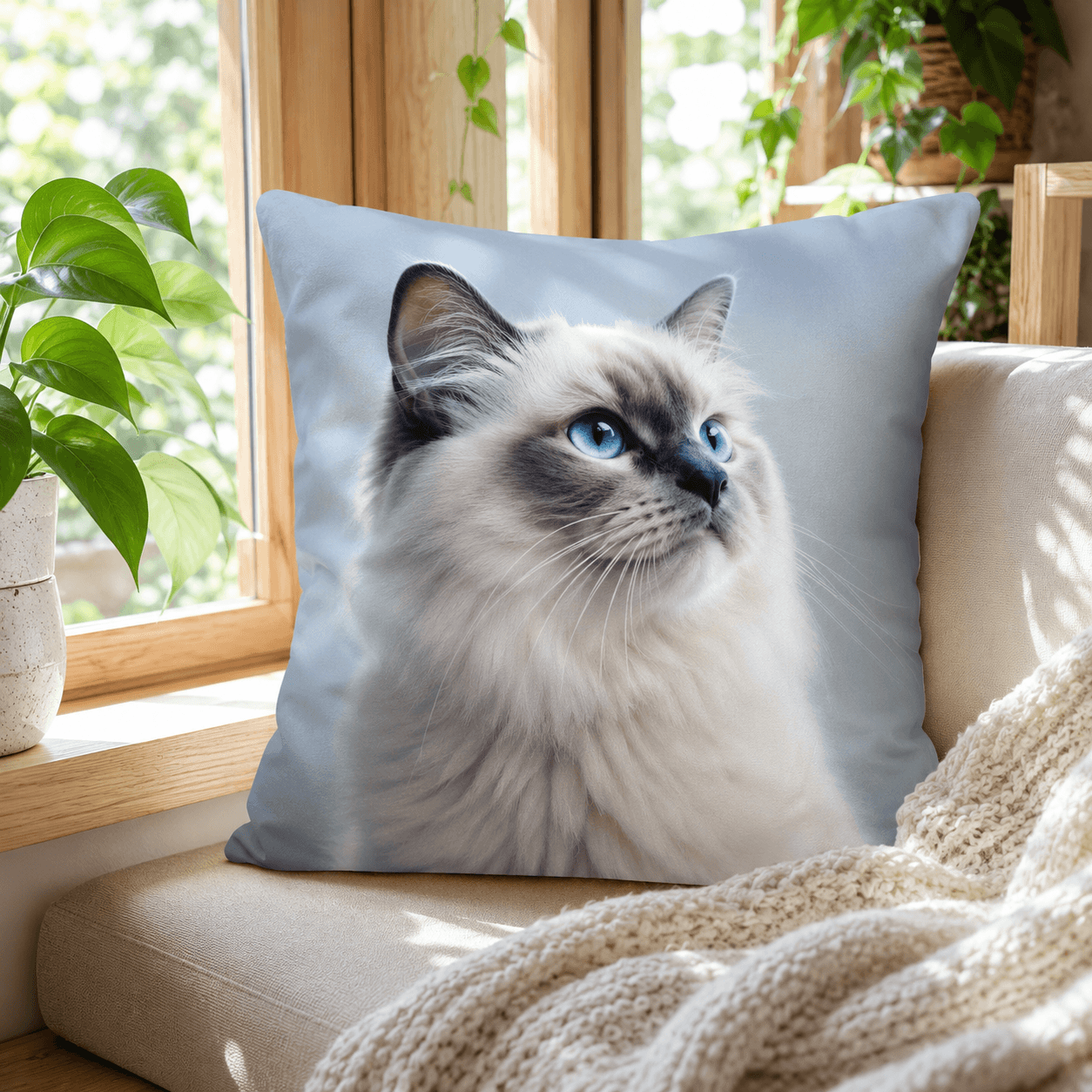 Funny Cat Pillow Cover – Lazy Chonky Cat Throw Cushion Case for Sofa, Cat Lover Gift Decor