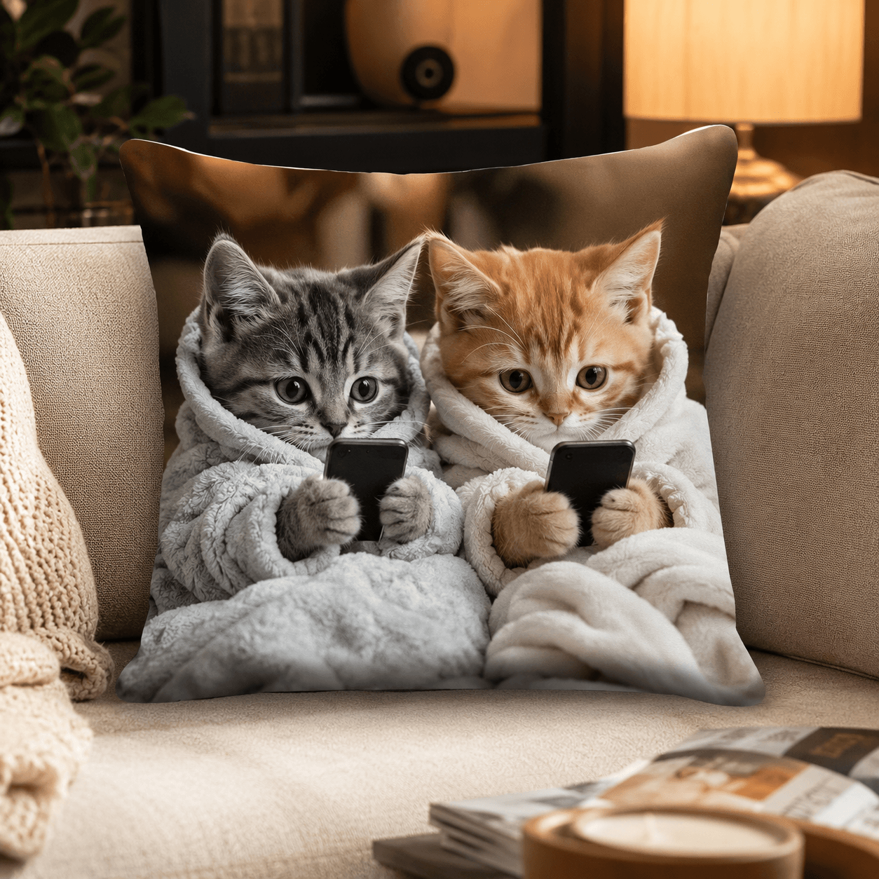 Funny Cat Pillow Cover – Lazy Chonky Cat Throw Cushion Case for Sofa, Cat Lover Gift Decor