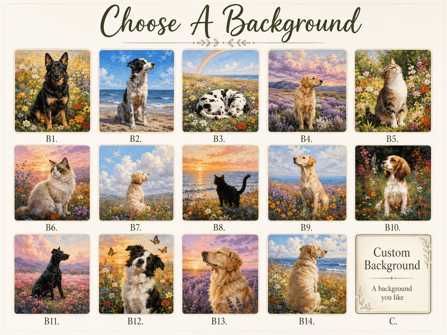 Custom Pet Portrait Oil Painting Style – Personalized Cat Dog Canvas Memorial Gift From Photo - Printoni