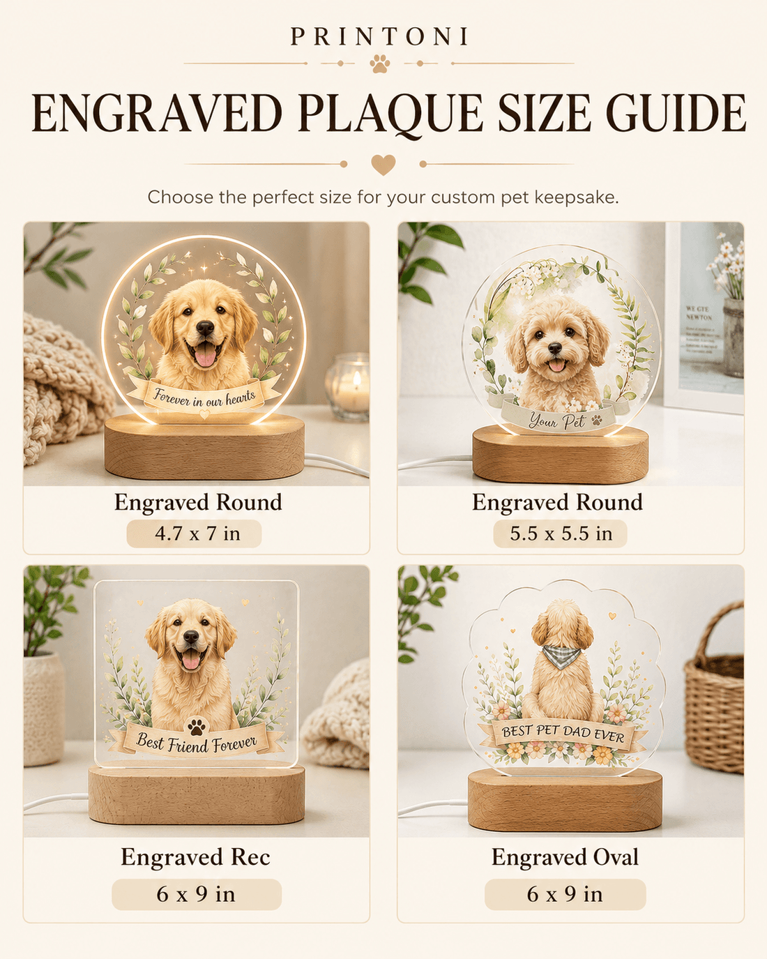 Custom Paw Photo Collage Night Light – Personalized Family & Pet Acrylic LED Lamp Gift