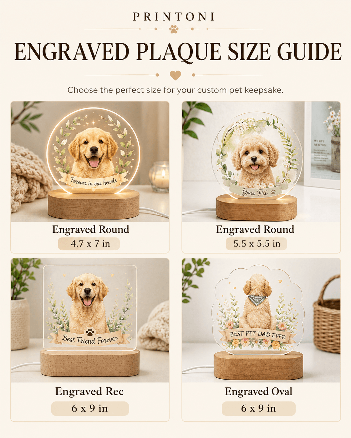 Custom Pet Photo Night Light from Photo – Personalized Dog Cat Acrylic LED Lamp Gift