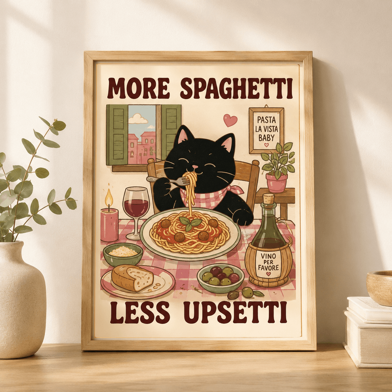 Funny Cat Dog Wall Art Print – Retro Aesthetic Kitchen & Bathroom Pet Poster, Pet Lover Gift