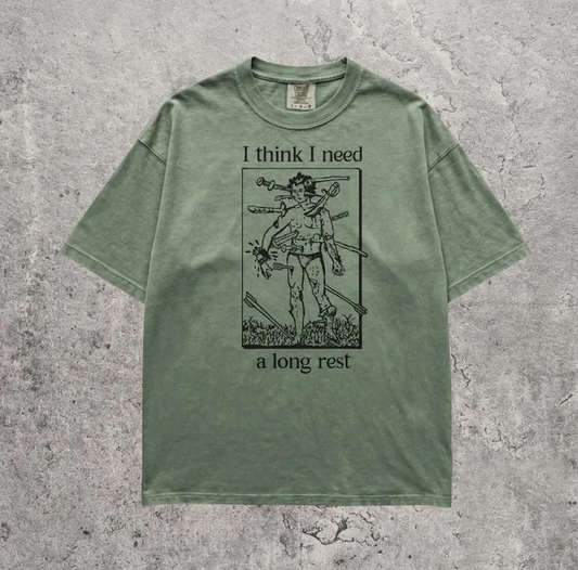 I Think I Need A Long Rest Shirt | DnD Tabletop RPG Tee | Comfort Colors Sage Funny Fantasy Gift