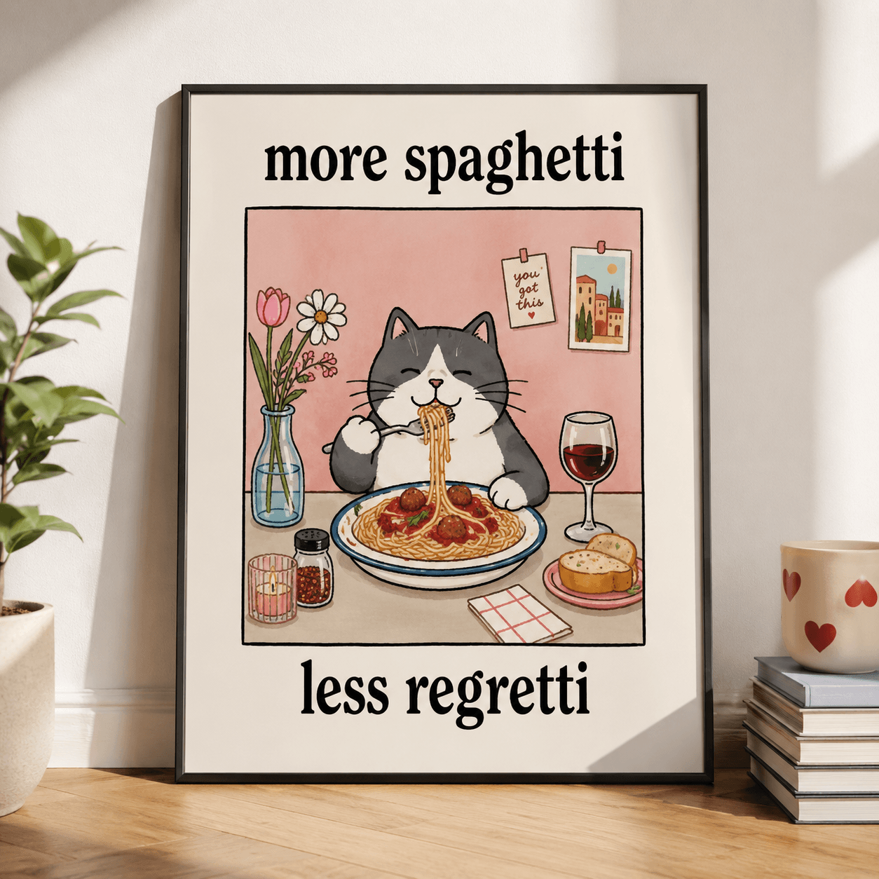 Funny Cat Dog Wall Art Print – Retro Aesthetic Kitchen & Bathroom Pet Poster, Pet Lover Gift